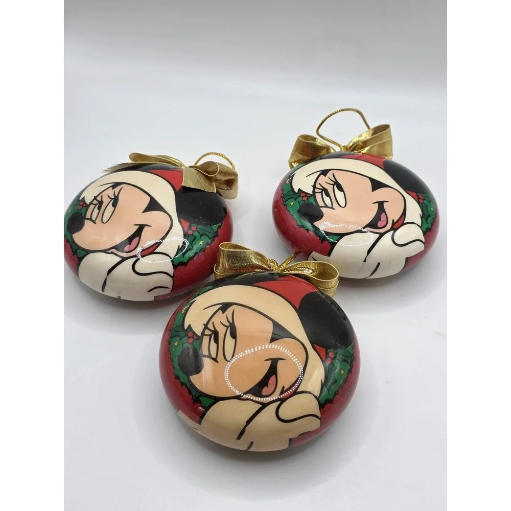 Disney Mickey Unlimited MINNIE MOUSE Christmas Holiday Ornament Set Of 3